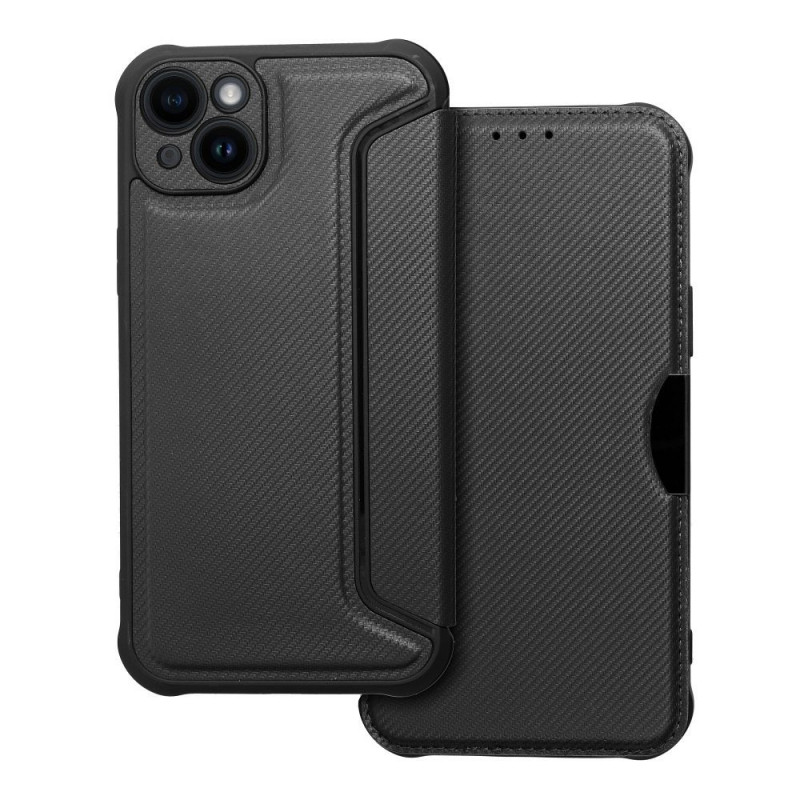Apple iPhone 14 Plus Portefeuilles Razor Book Fibre de carbone, Modèle de carbone Noir Apple iPhone 14 Plus Portefeuilles Razor Book Fibre de carbone, Modèle de carbone Noir