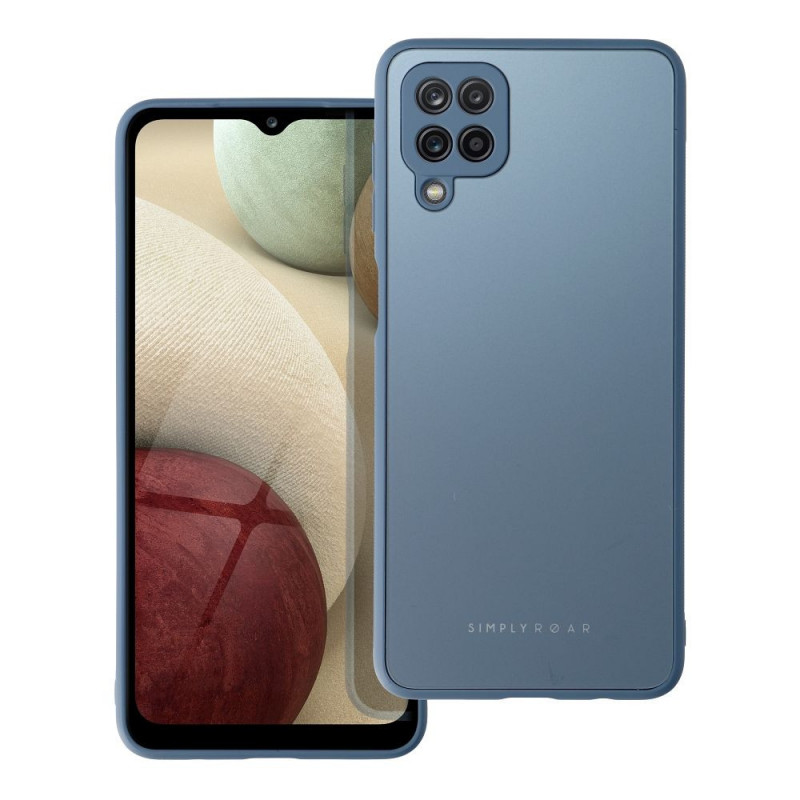 Samsung Galaxy A12 Coque Roar Matte Glass Élégant  Bleu