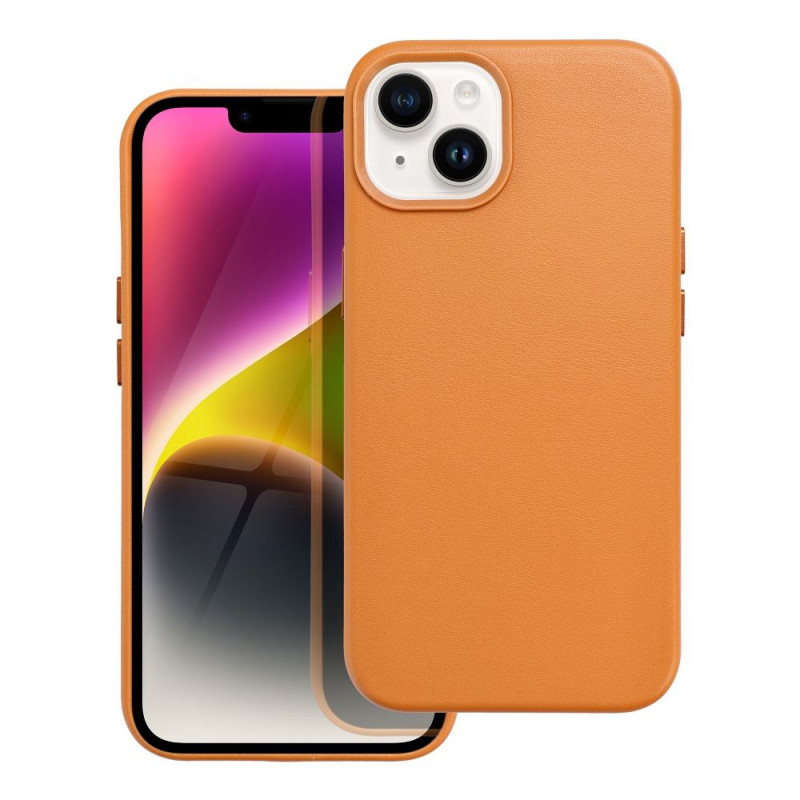 Apple iPhone 14 Coque Leather Mag Cover Élégant  MagSAFE  Orange