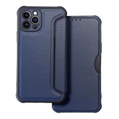 Apple iPhone 12 Pro Portefeuilles Razor Book Fibre de carbone, Modèle de carbone  Bleu