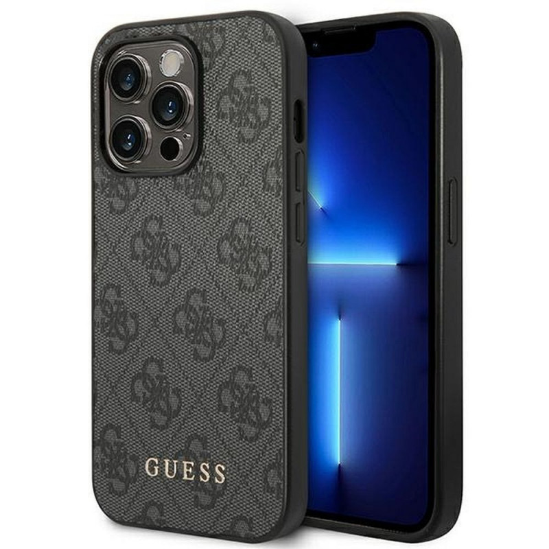Apple iPhone 14 Pro Coque Guess 4G Gold Logo Élégant  Gris