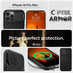 Apple iPhone 14 Pro Max Coque Spigen Optik Armor Noir