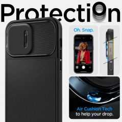 Apple iPhone 14 Pro Max Coque Spigen Optik Armor Noir