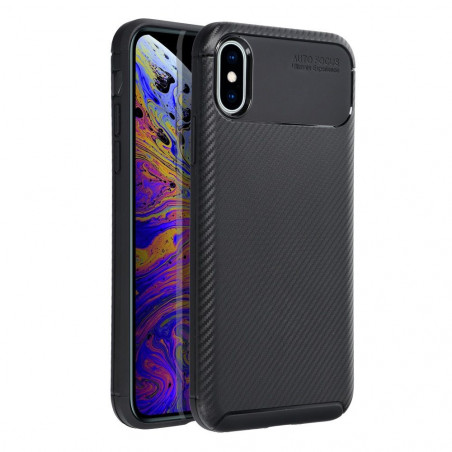 Apple iPhone X Coque Carbon premium Élégant  Noir