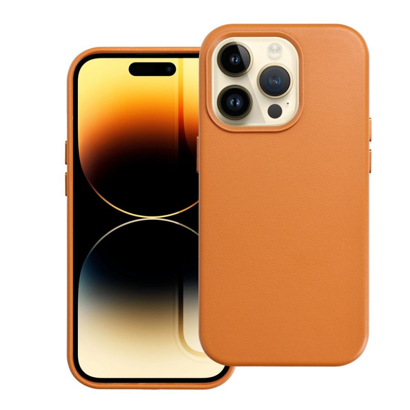 Apple iPhone 14 Pro Coque Leather Mag Cover Élégant  MagSAFE  Orange