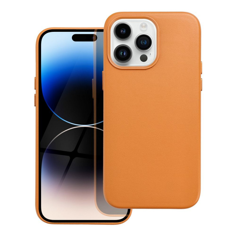 Apple iPhone 14 Pro Max Coque Leather Mag Cover Élégant  MagSAFE  Orange
