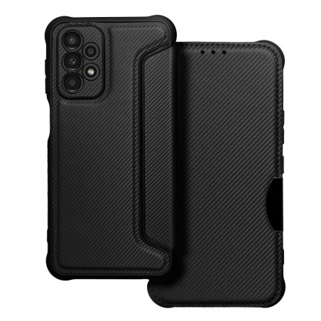 Samsung Galaxy A23 5G Portefeuilles Razor Book Fibre de carbone, Modèle de carbone  Noir
