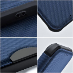 Apple iPhone 12 Portefeuilles Razor Book Fibre de carbone, Modèle de carbone  Bleu