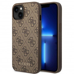 Apple iPhone 14 Coque Guess 4G Gold Logo Élégant  Brun