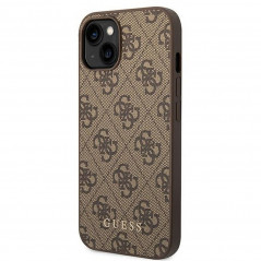 Apple iPhone 14 Coque Guess 4G Gold Logo Élégant  Brun
