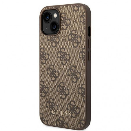 Apple iPhone 14 Coque Guess 4G Gold Logo Élégant  Brun