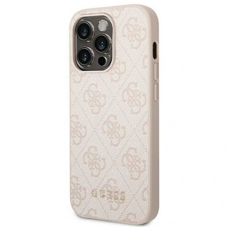 Apple iPhone 14 Pro Coque Guess 4G Gold Logo Élégant  Rose
