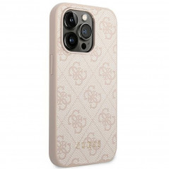 Apple iPhone 14 Pro Coque Guess 4G Gold Logo Élégant  Rose