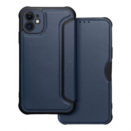 Apple iPhone 11 Portefeuilles Razor Book Fibre de carbone, Modèle de carbone  Bleu