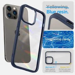 Apple iPhone 14 Pro Coque Spigen Ultra Hybrid Clair comme du cristal  Bleu marine