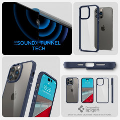 Apple iPhone 14 Pro Coque Spigen Ultra Hybrid Clair comme du cristal  Bleu marine