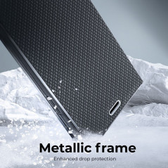 XIAOMI Redmi Note 12 4G Portefeuilles LUNA Book Carbon Fibre de carbone, Élégant  Noir