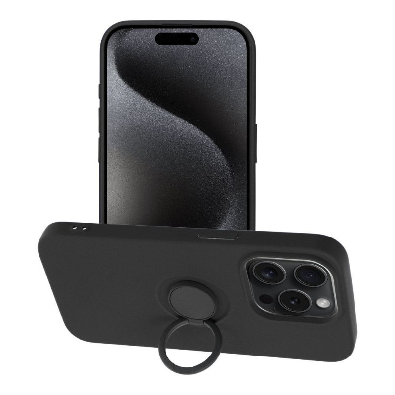 Apple iPhone 15 Pro Coque Silicone ring Noir