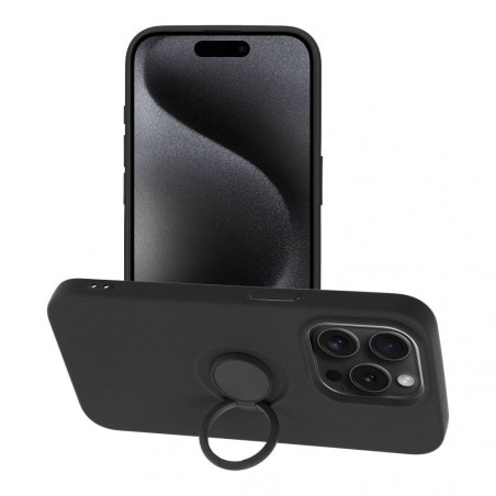 Apple iPhone 15 Pro Coque Silicone ring Noir