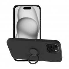 Apple iPhone 15 Coque Silicone ring Noir