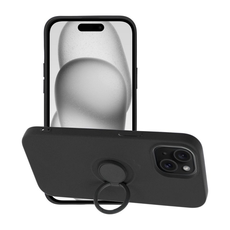Apple iPhone 15 Coque Silicone ring Noir