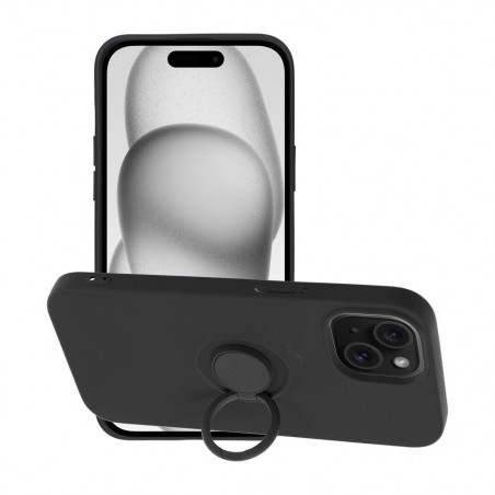 Apple iPhone 15 Coque Silicone ring Noir