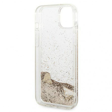 Apple iPhone 14 Plus Coque Guess Liquide Glitter Charms Élégant  Or