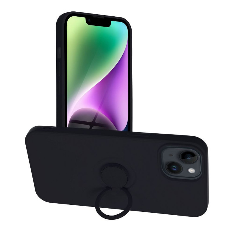 Apple iPhone 14 Coque Silicone ring Noir