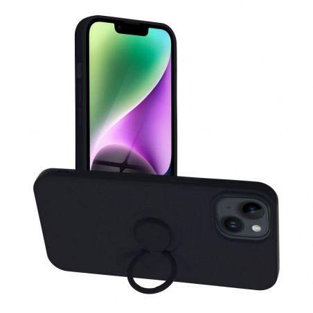Apple iPhone 14 Coque Silicone ring Noir