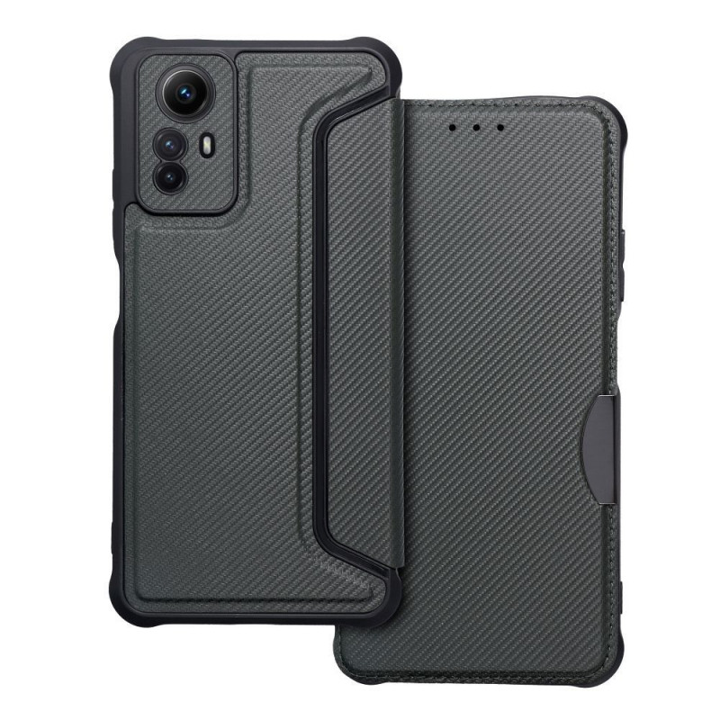 XIAOMI Redmi Note 12s Portefeuilles Razor Book Fibre de carbone, Modèle de carbone Vert foncé XIAOMI Redmi Note 12s Portefeuilles Razor Book Fibre de carbone, Modèle de carbone Vert foncé