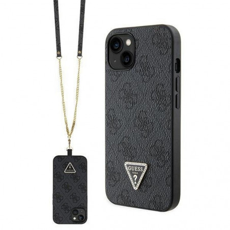 Apple iPhone 13 Coque Guess Metal Logo Starss Crossbody Élégant  Noir