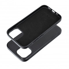 Apple iPhone 15 Coque Leather Mag Cover Élégant  MagSAFE  Noir