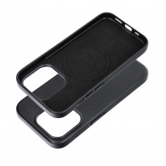 Apple iPhone 15 Pro Coque Leather Mag Cover Élégant  MagSAFE  Noir