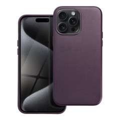 Apple iPhone 15 Pro Max Coque Leather Mag Cover Élégant  MagSAFE  Violet foncé