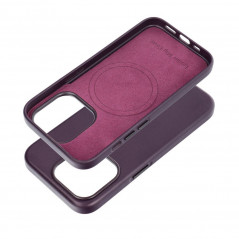 Apple iPhone 15 Pro Coque Leather Mag Cover Élégant  MagSAFE  Violet foncé