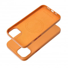 Apple iPhone 15 Plus Coque Leather Mag Cover Élégant  MagSAFE  Orange