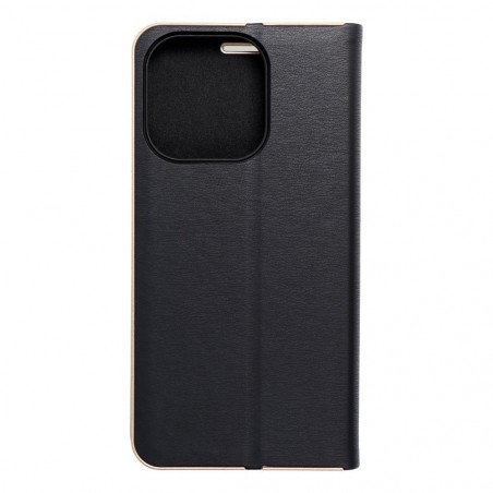 Apple iPhone 15 Pro Portefeuilles LUNA Book Gold Élégant  Noir