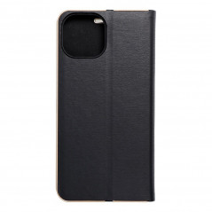 Apple iPhone 15 Portefeuilles LUNA Book Gold Élégant  Noir