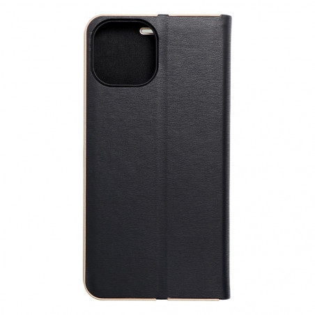 Apple iPhone 15 Portefeuilles LUNA Book Gold Élégant  Noir