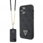 Apple iPhone 12 Pro Coque Guess Metal Logo Starss Crossbody Élégant  Noir