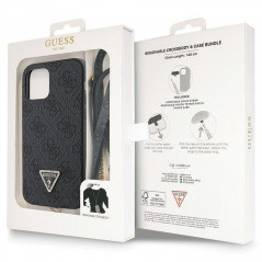 Apple iPhone 12 Pro Coque Guess Metal Logo Starss Crossbody Élégant  Noir