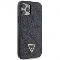 Apple iPhone 12 Coque Guess Metal Logo Starss Crossbody Élégant  Noir