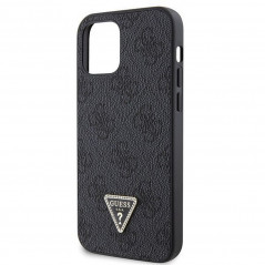 Apple iPhone 12 Coque Guess Metal Logo Starss Crossbody Élégant  Noir