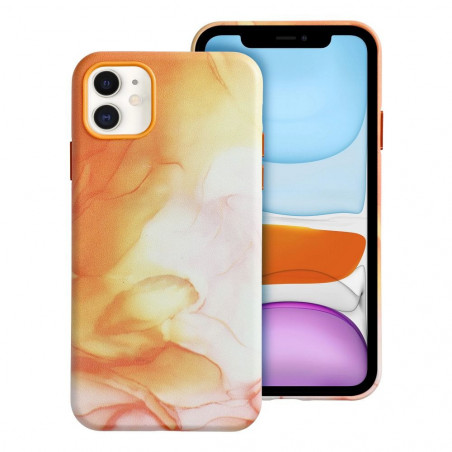 Apple iPhone 11 Coque Leather Mag Cover Élégant  MagSAFE  Éclaboussure d'orange