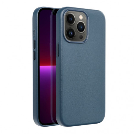 Apple iPhone 13 Pro Coque Leather Mag Cover Élégant  MagSAFE  Bleu indigo