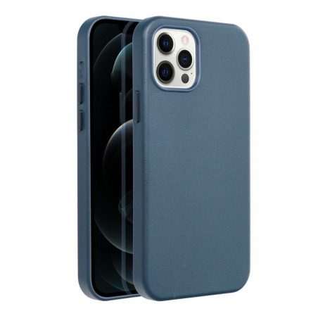 Apple iPhone 12 Pro Coque Leather Mag Cover Élégant  MagSAFE  Bleu indigo