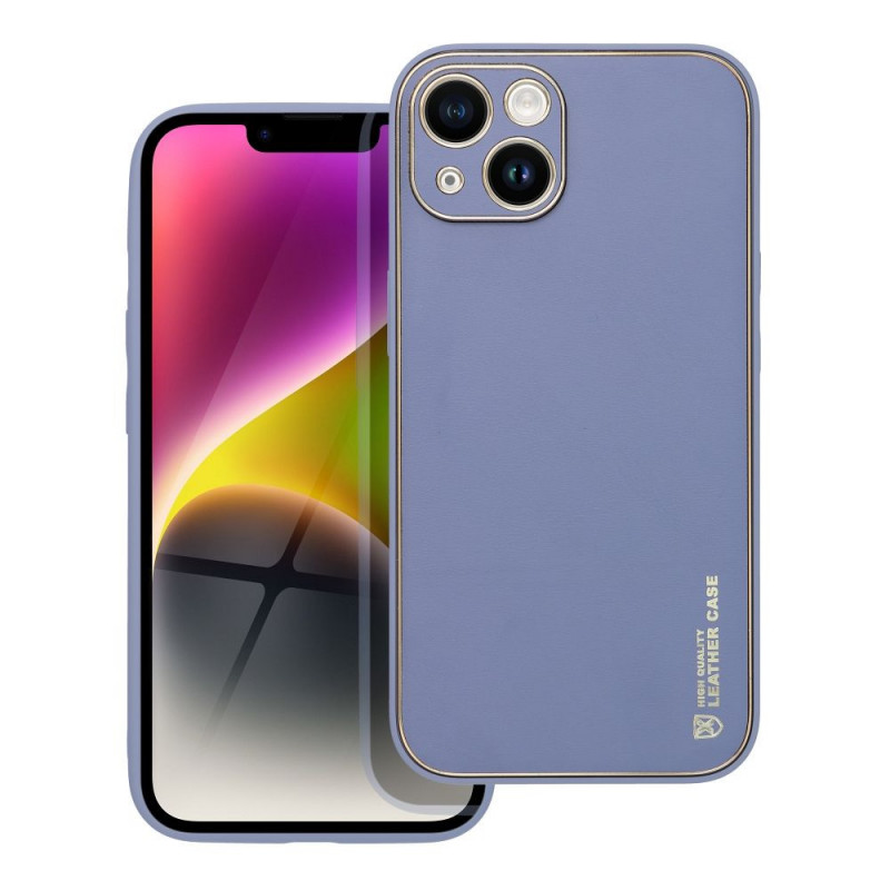 Apple iPhone 14 Coque Leather Bleu