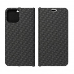 Apple iPhone 14 Pro Max Portefeuilles LUNA Book Carbon Fibre de carbone, Élégant  Noir