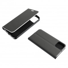 Apple iPhone 14 Pro Max Portefeuilles LUNA Book Carbon Fibre de carbone, Élégant  Noir