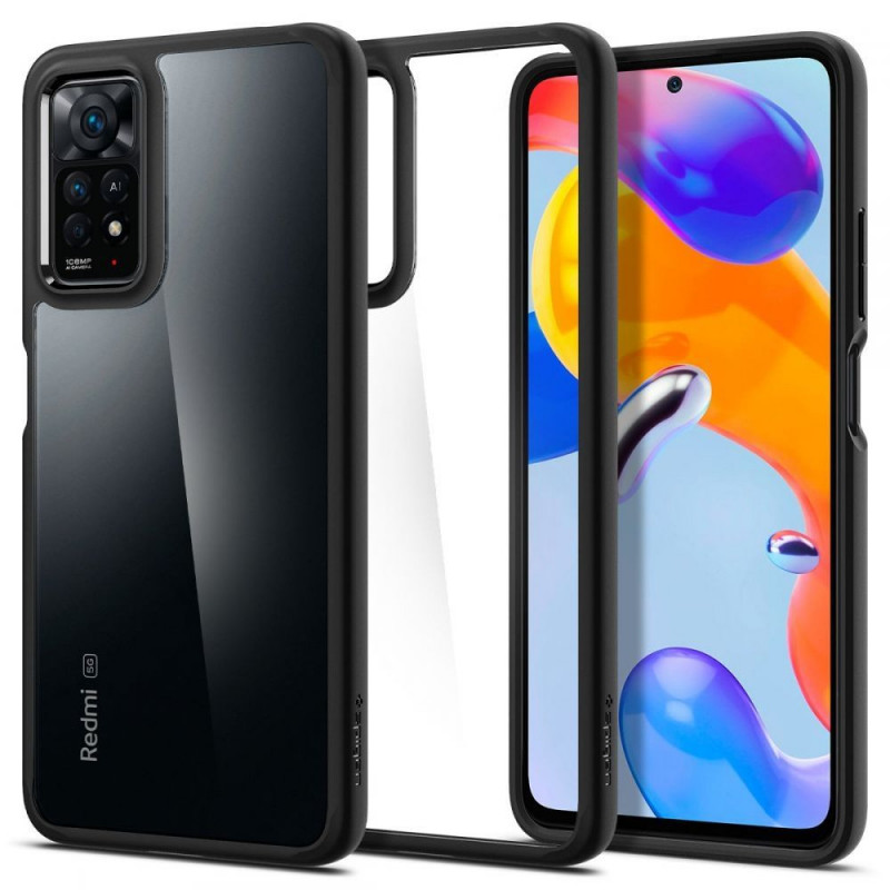 XIAOMI Redmi Note 11 Pro 5G Coque Spigen Ultra Hybrid Clair comme du cristal  Noir mat